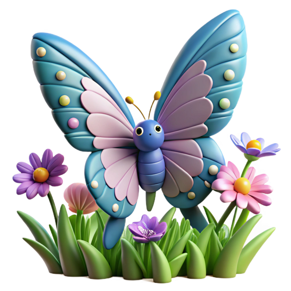 magnificent abstract Cute Cartoon Butterfly in Flower Garden exclusive png