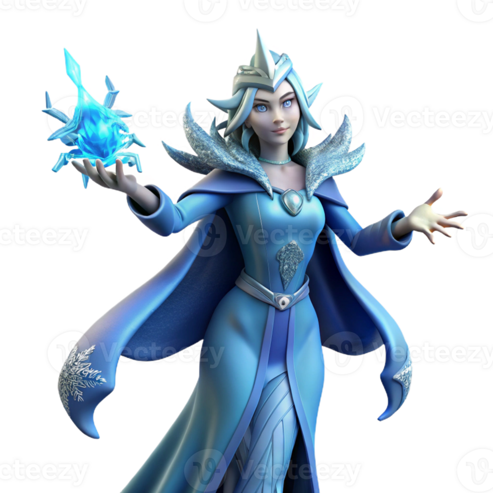 stunning rustic Ice Queen 3D Render Fantasy Illustration detailed png