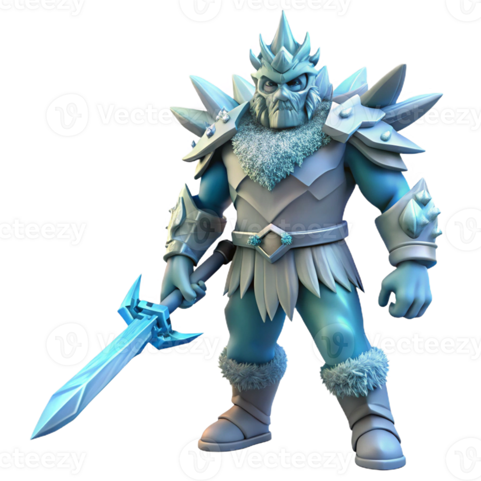 wonderful rustic Ice Warrior 3D Render detailed png