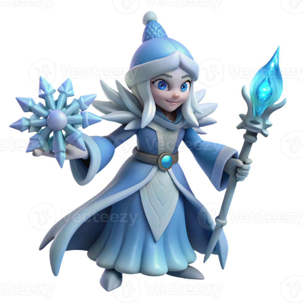 serene creative Winter Witch 3D Render high resolution png
