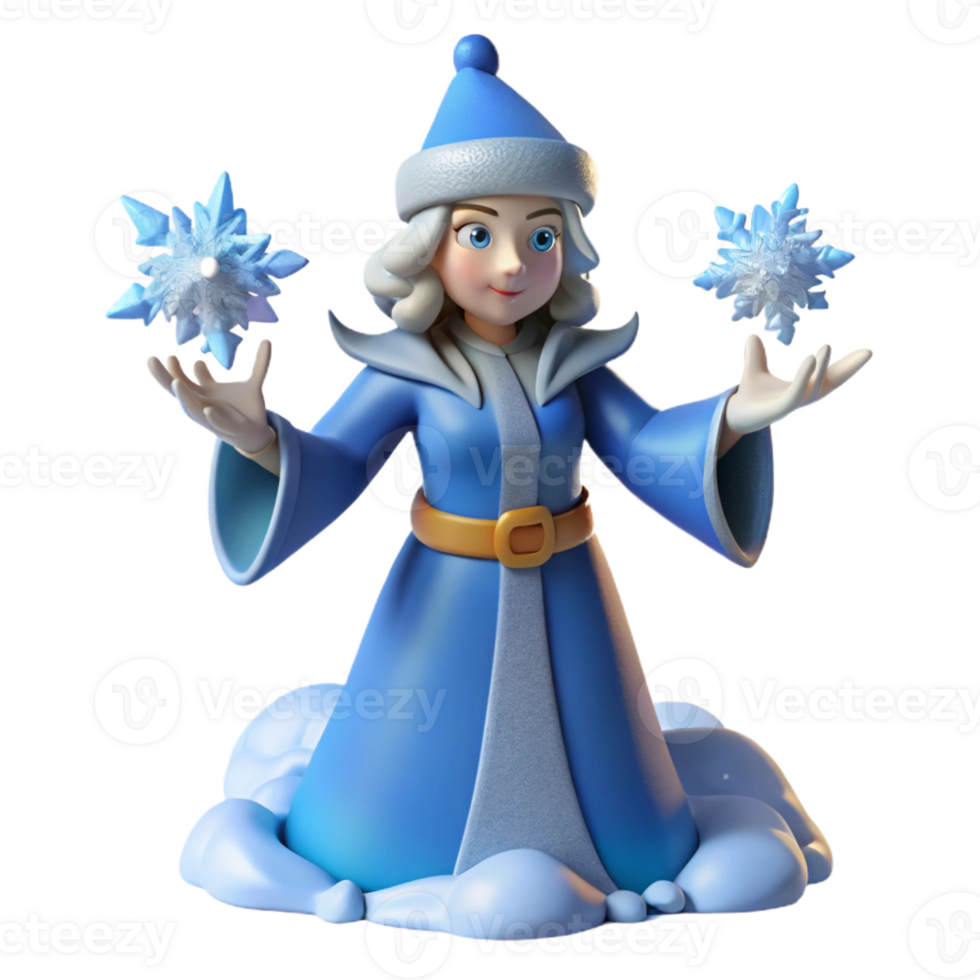 dramatic creative Winter Wizard 3D Render genuine png