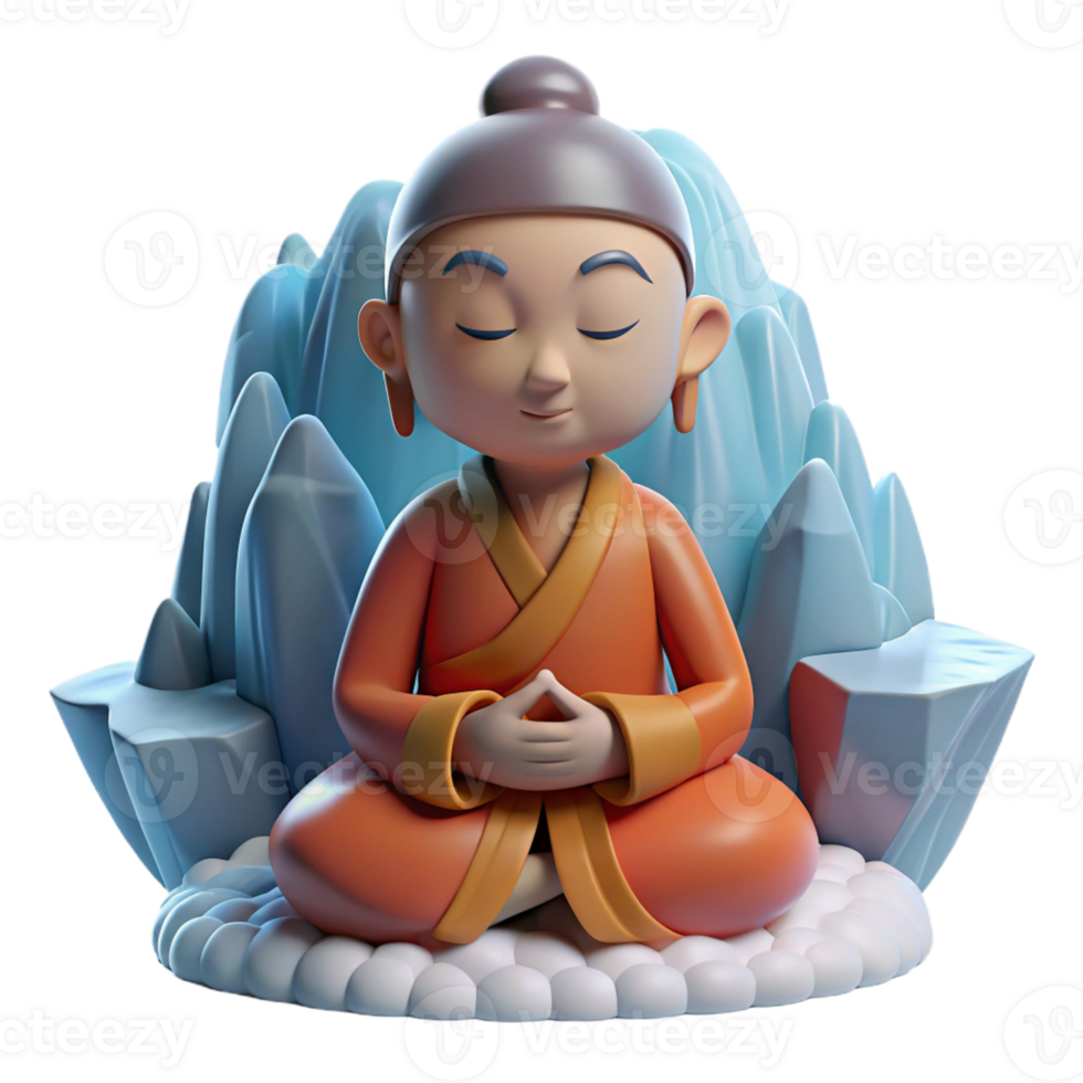beautiful classic 3D Render of a Monk in Meditation original png