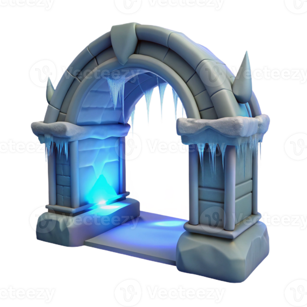 vibrant minimalist Icy Archway 3D Render detailed png
