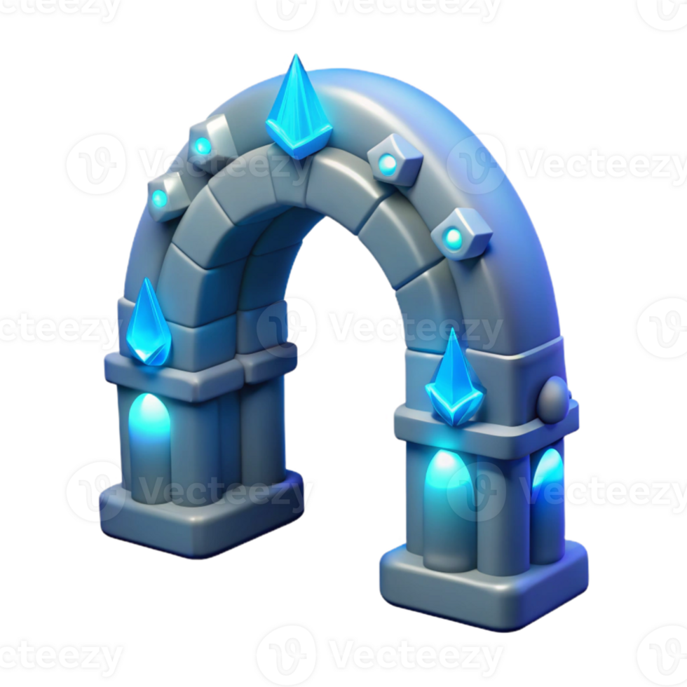 vibrant creative 3D Render Archway with Blue Gems 4K png