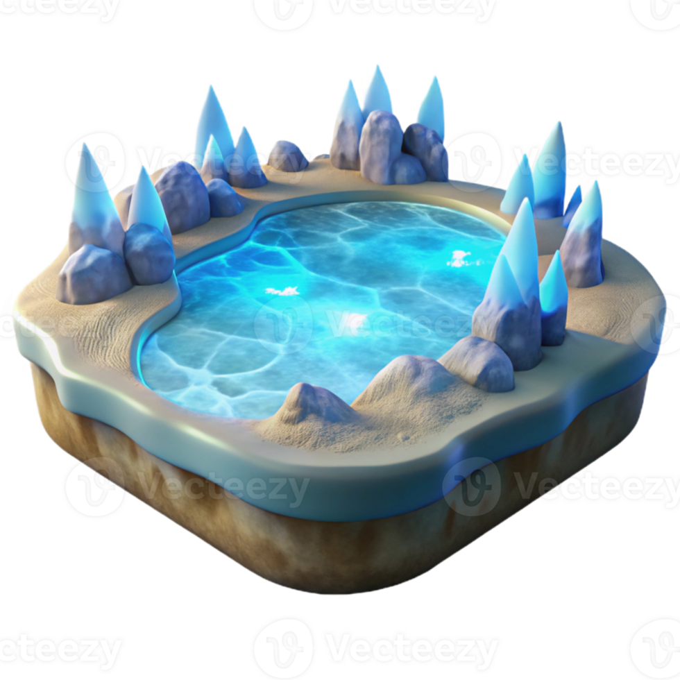 wonderful rustic Enchanted 3D Ice Pond Illustration 4K png