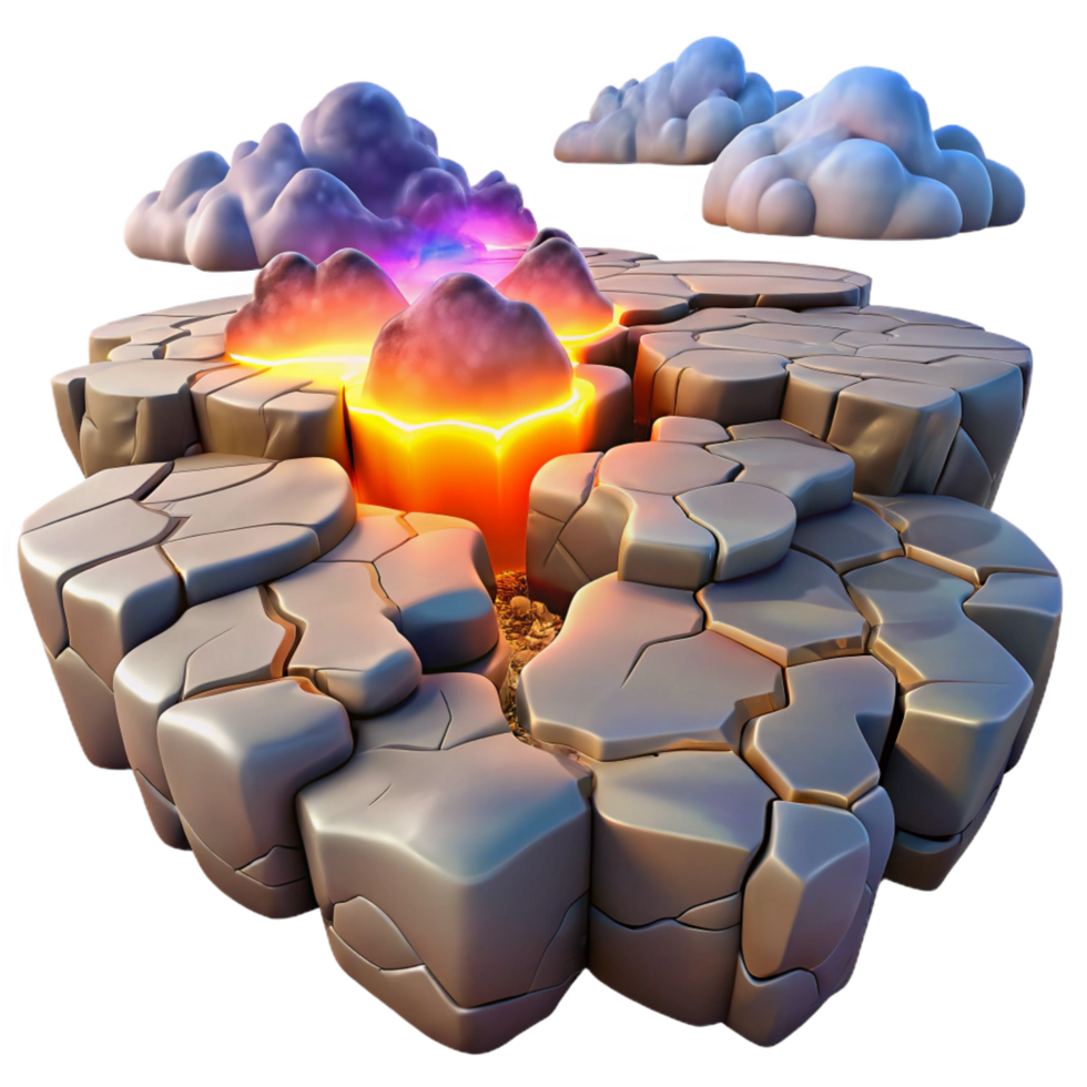 magnificent abstract Volcanic Eruption Cracked Earth and Storm Clouds premium png