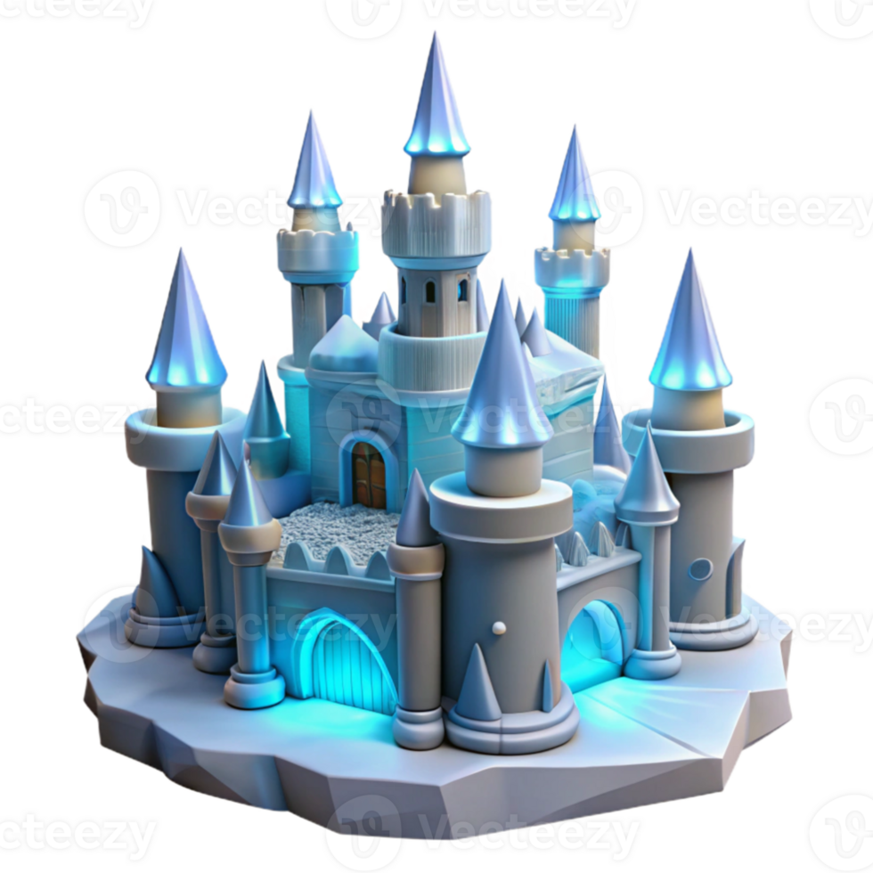 stunning artistic Enchanted Ice Castle 3D Render high resolution png