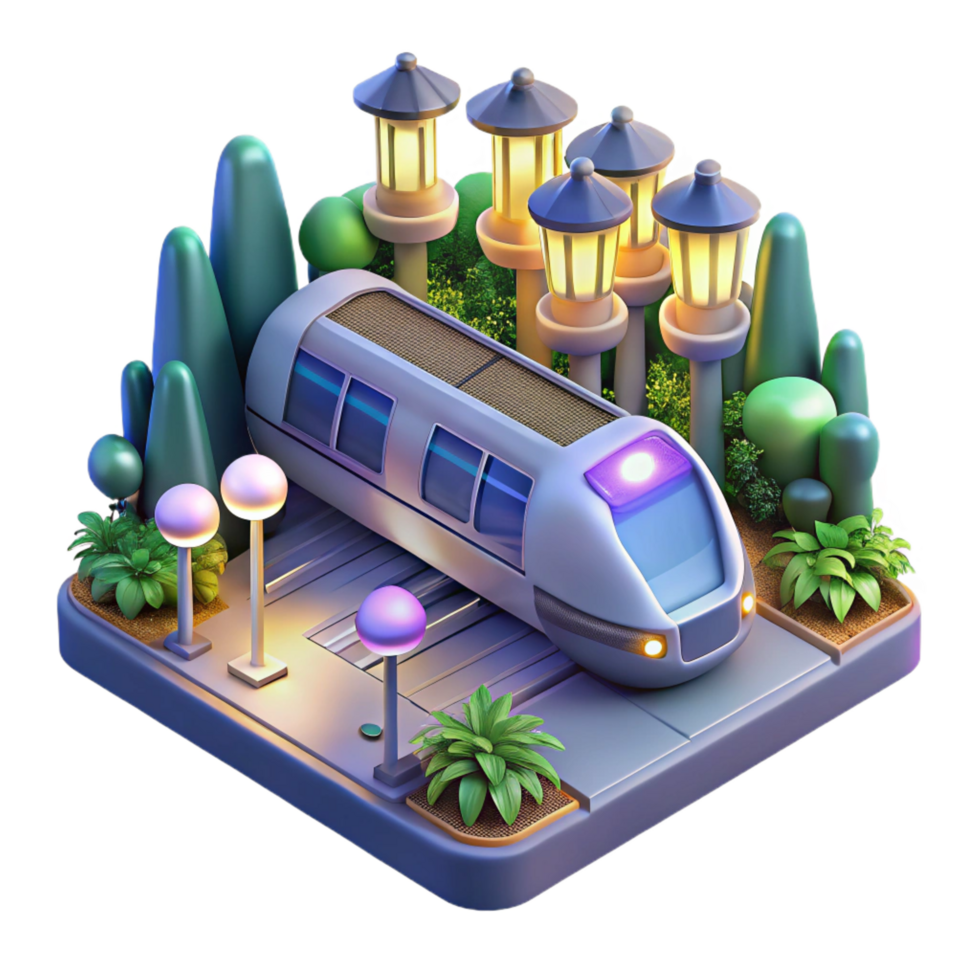 elegant modern Night Train Station Urban Transit Scene genuine png
