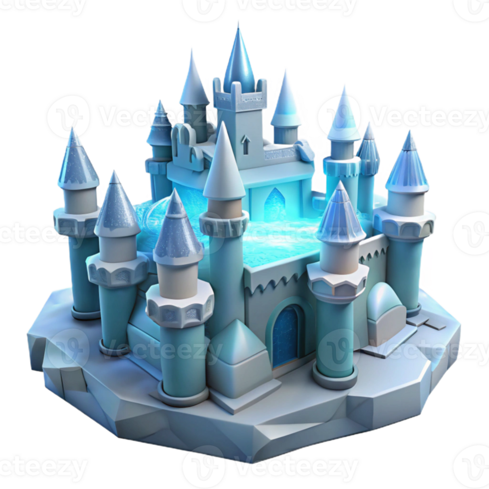 wonderful creative Enchanted Ice Castle 3D Render professional png