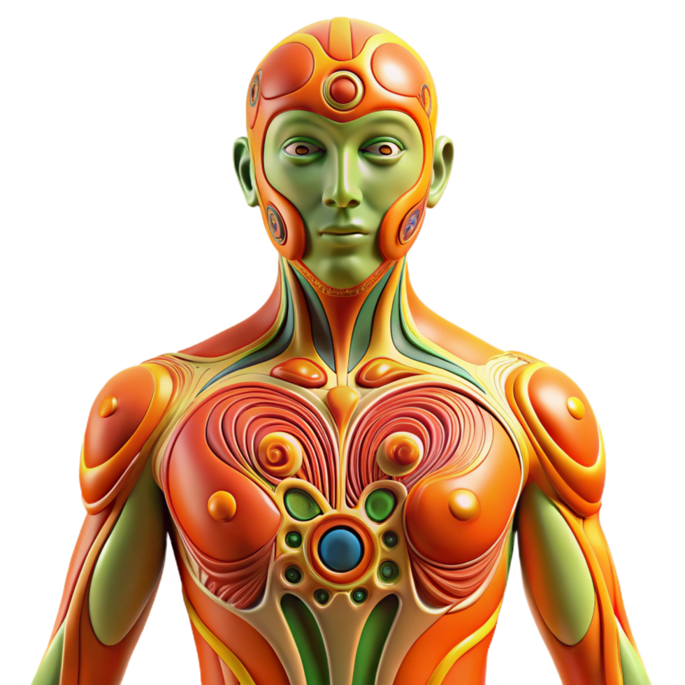 serene abstract Abstract Humanoid Colorful, Ornate, Futuristic Design 4K png