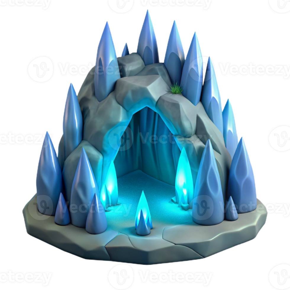 stunning abstract Icy Crystal Cave 3D Render premium png