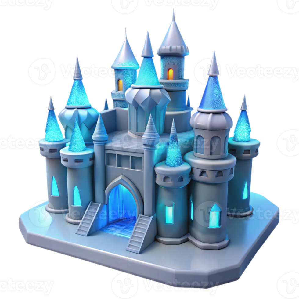 vibrant traditional Enchanted Ice Castle 3D Render authentic png