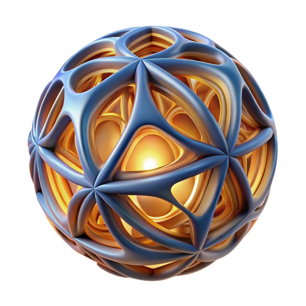 elegant modern Abstract 3D Sphere Intricate Geometric Design with Glowing Core premium png