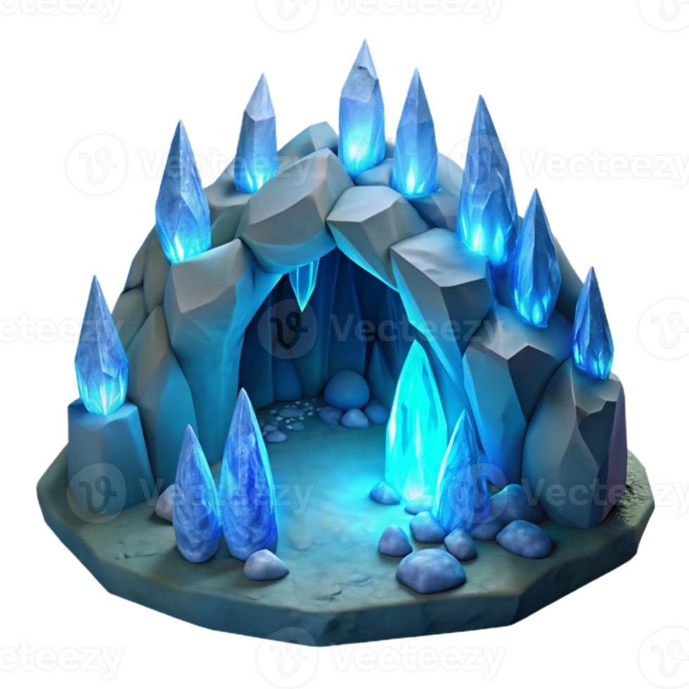 serene modern Glowing Crystal Cave 3D Render authentic png