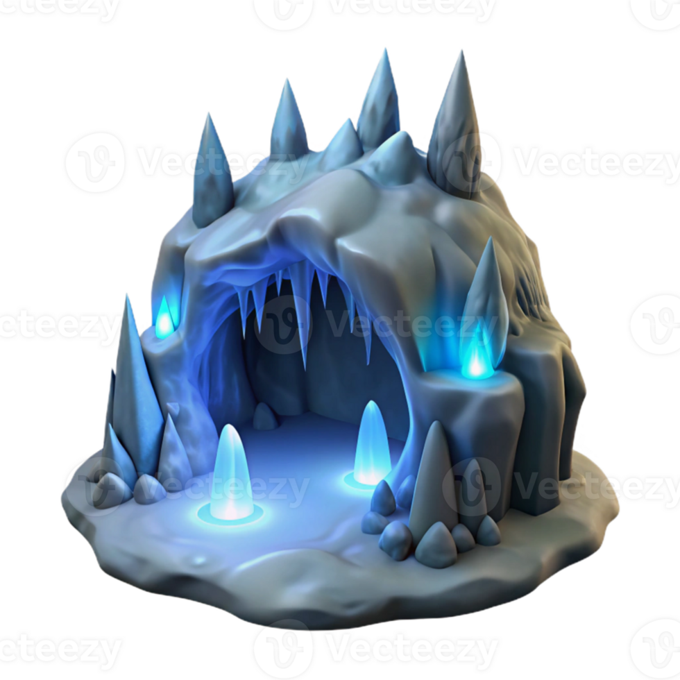 magnificent creative Icy Cave 3D Render detailed png