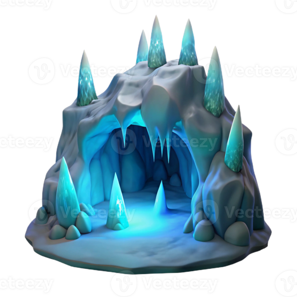 elegant artistic Icy Cave 3D Render original png