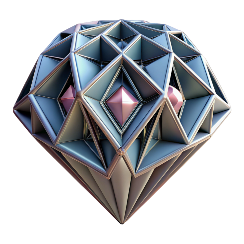 magnificent modern Geometric Abstract 3D Model Facets, Polygons, and Metallic Sheen genuine png