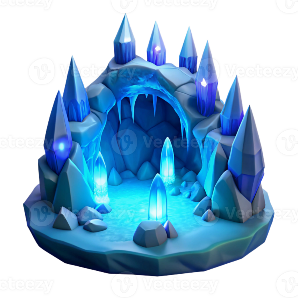 extraordinary abstract Enchanted Ice Cave 3D Render high resolution png