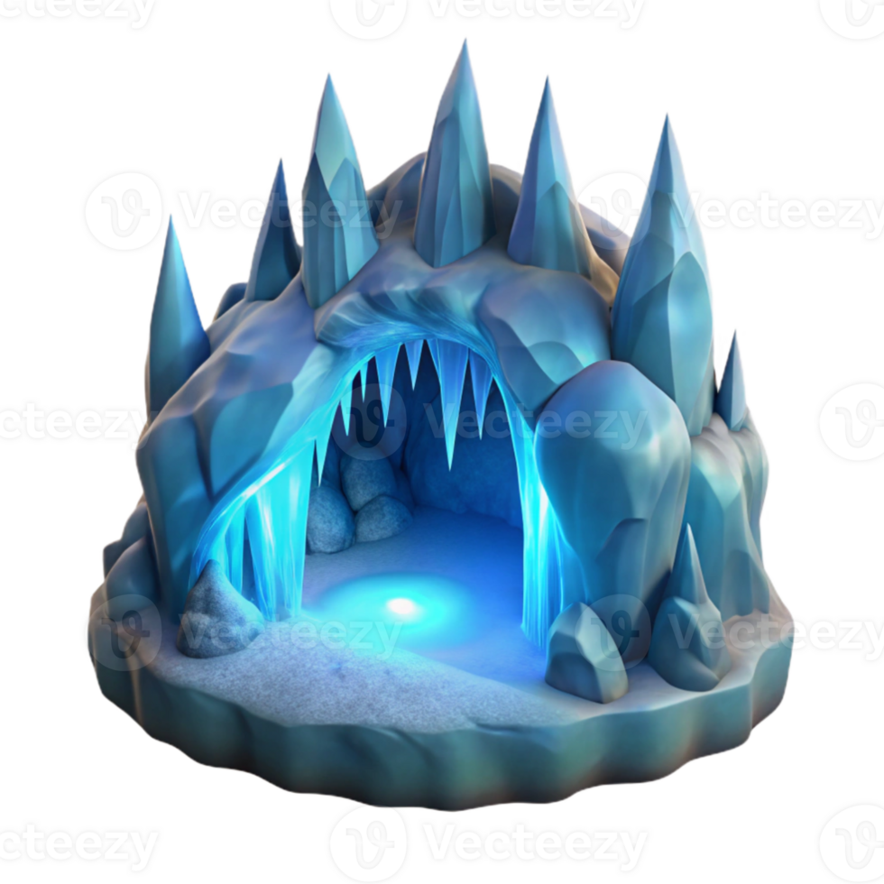 serene contemporary Icy Cave 3D Render genuine png