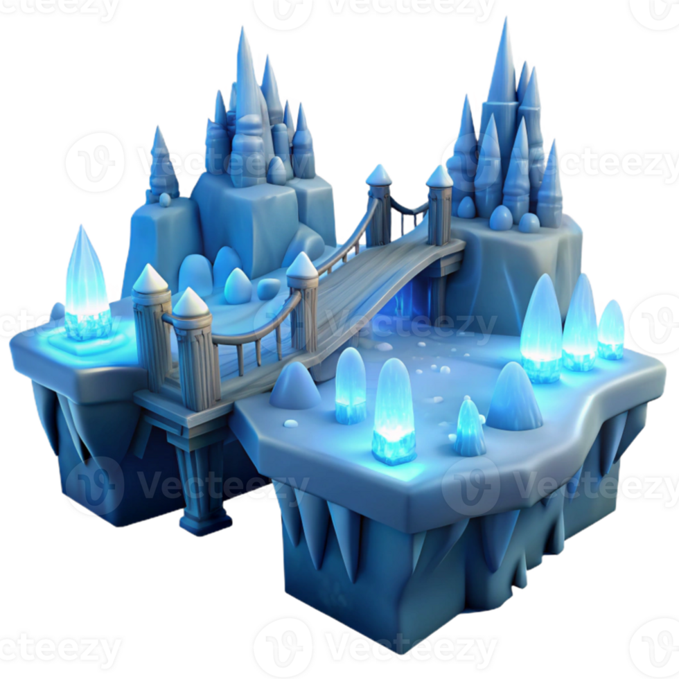impressive creative Fantasy Ice Castle 3D Render premium png