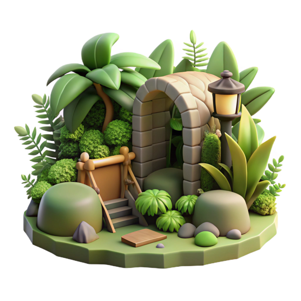 magnificent classic Enchanted Garden Archway 3D Render premium png