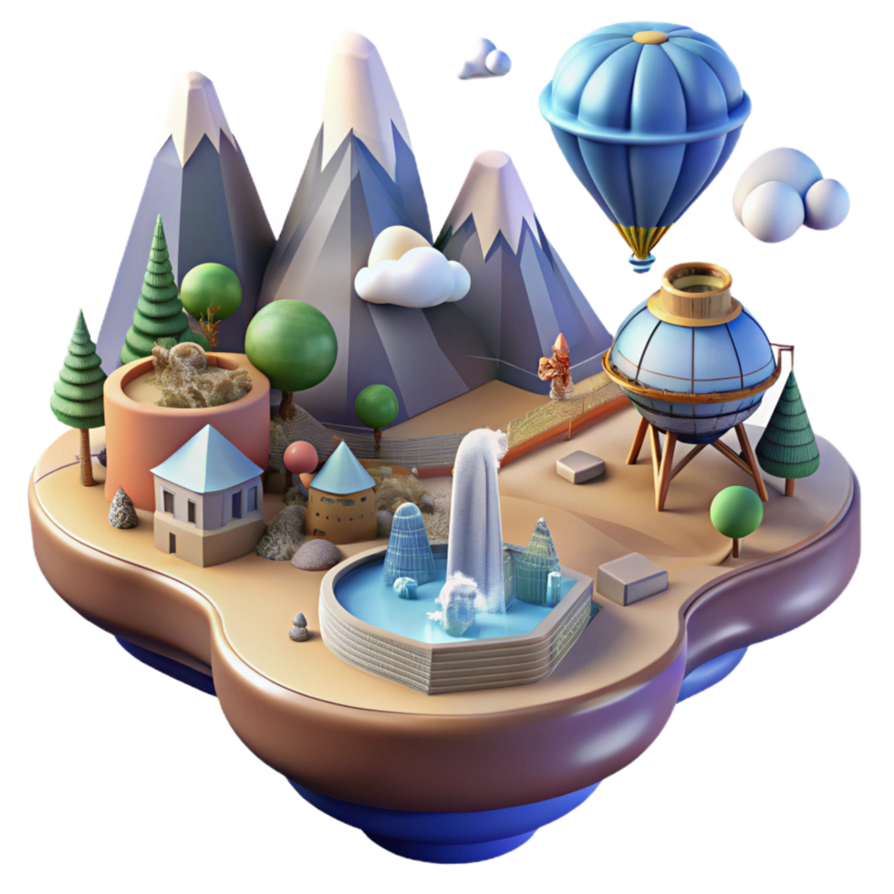 wonderful abstract Whimsical Island 3D Render of Fantasy Landscape exclusive png