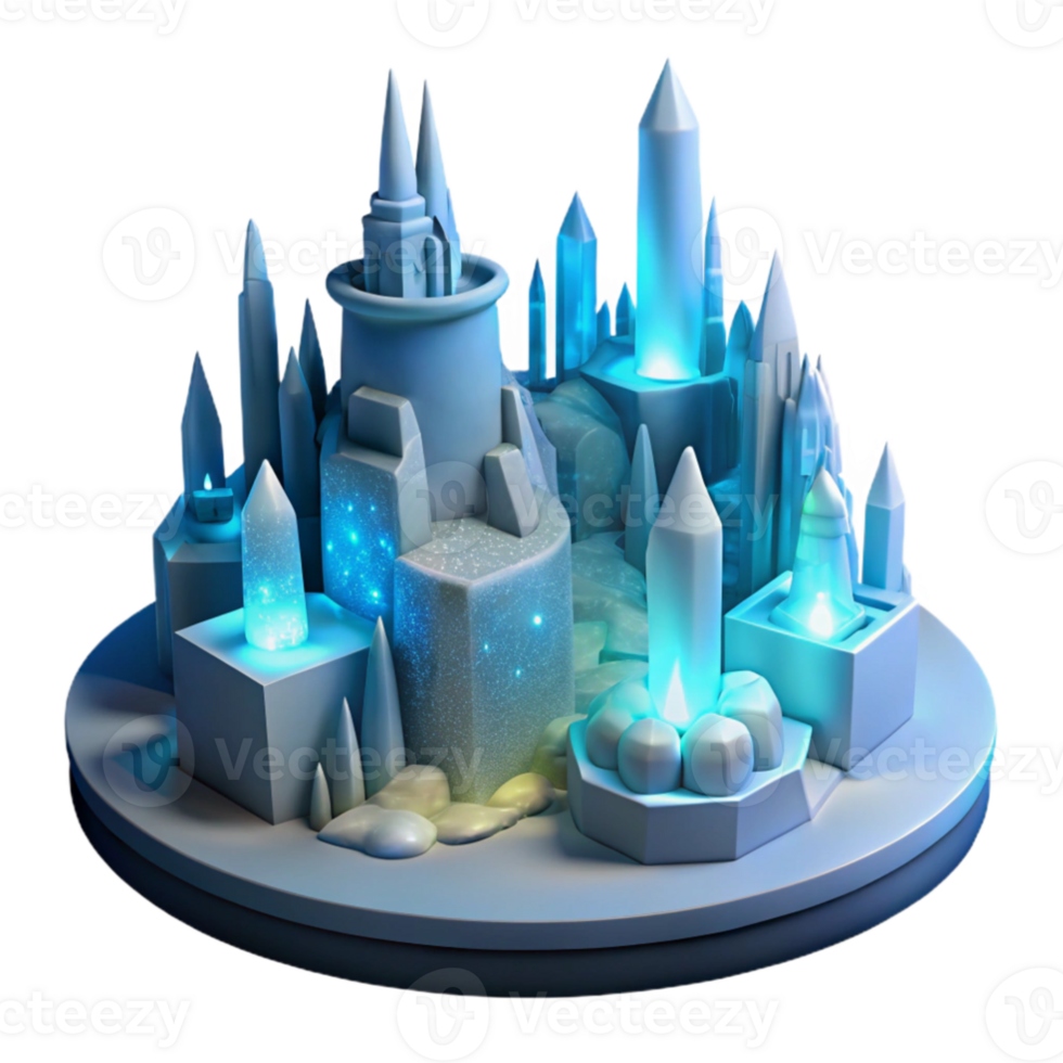 vibrant contemporary Enchanted Crystal Castle 3D Illustration detailed png