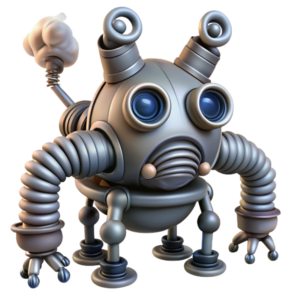 elegant classic Steampunk Robot Mechanical Design, 3D Model, Animation high resolution png