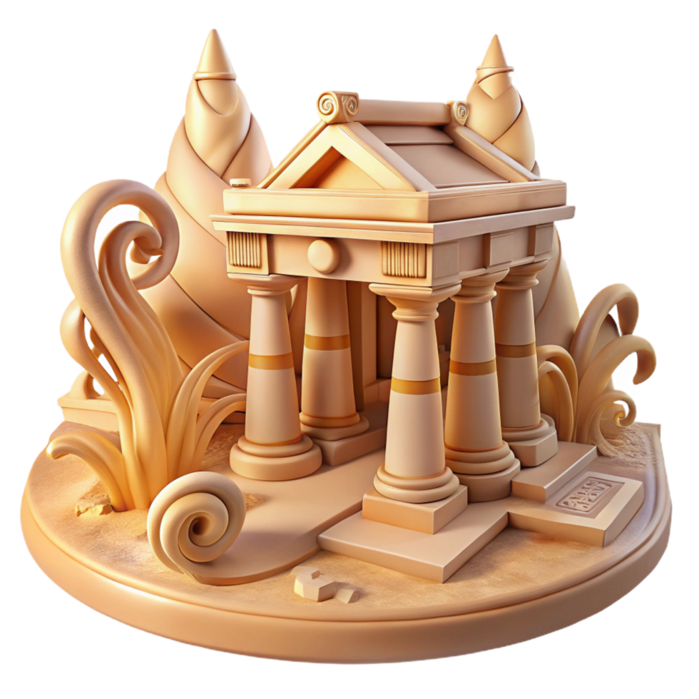 serene modern Ancient Temple 3D Model Grecian Architecture, Columns, and Ornate Details original png