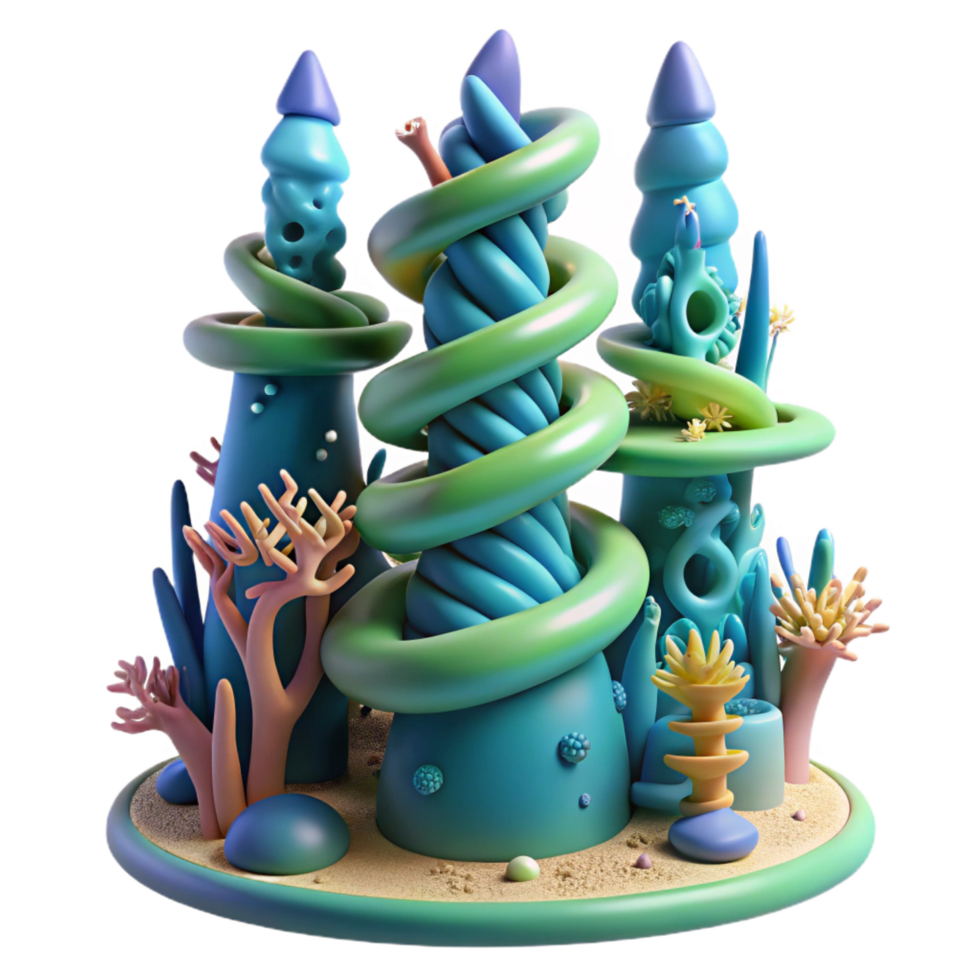 elegant modern Undersea Fantasy Whimsical Coral Reef Kingdom genuine png