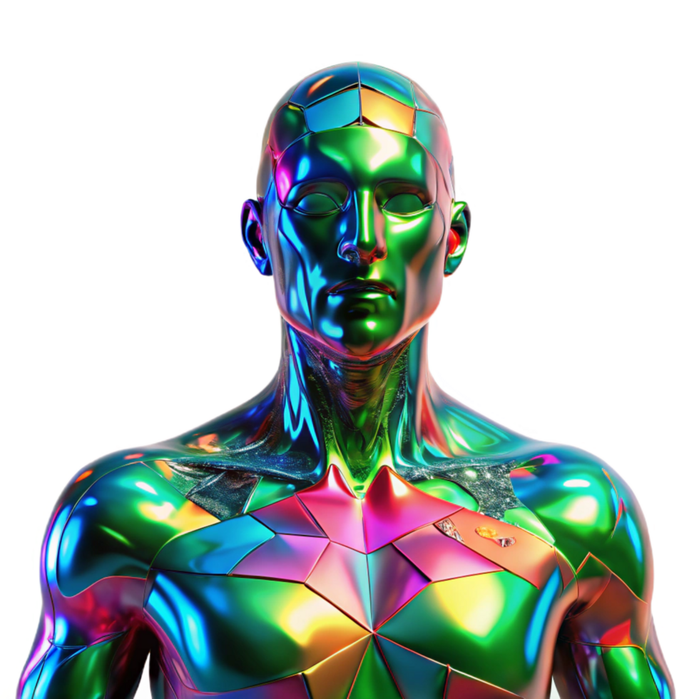dramatic rustic Chromatic Humanoid A Polygonal Metallic Figure original png