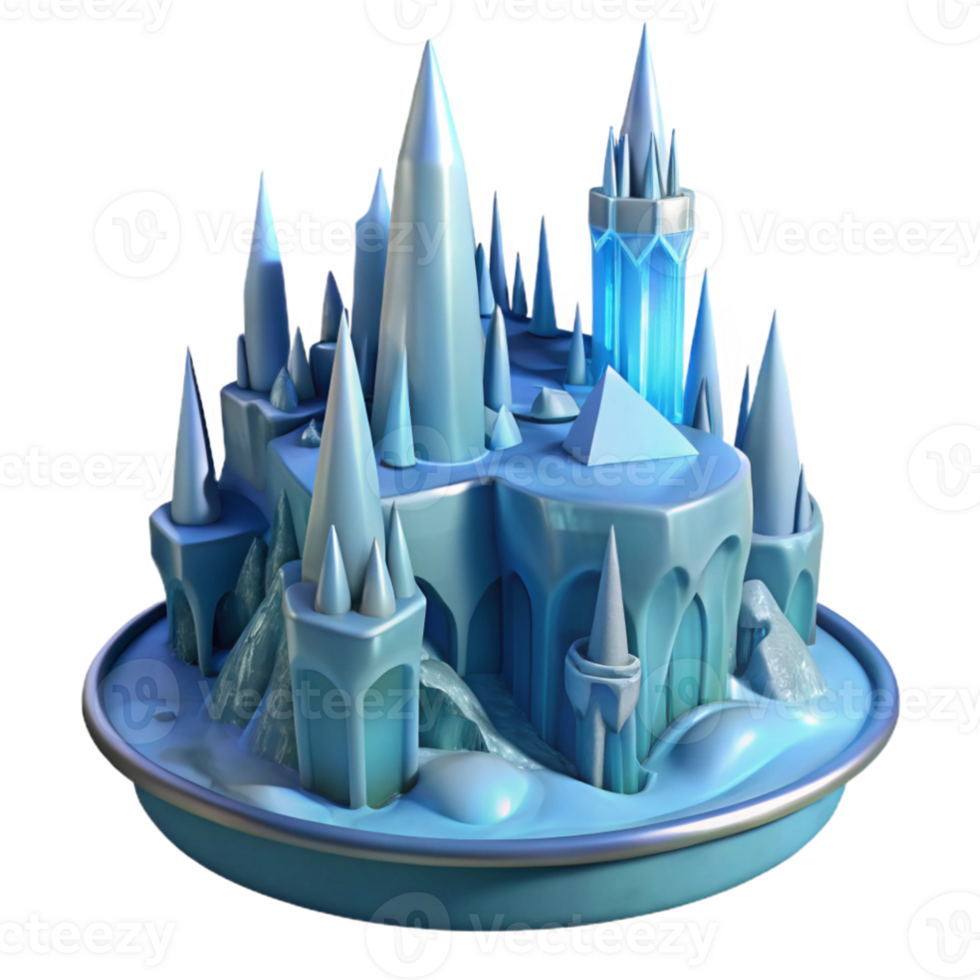 beautiful modern Icy Castle 3D Render 4K png