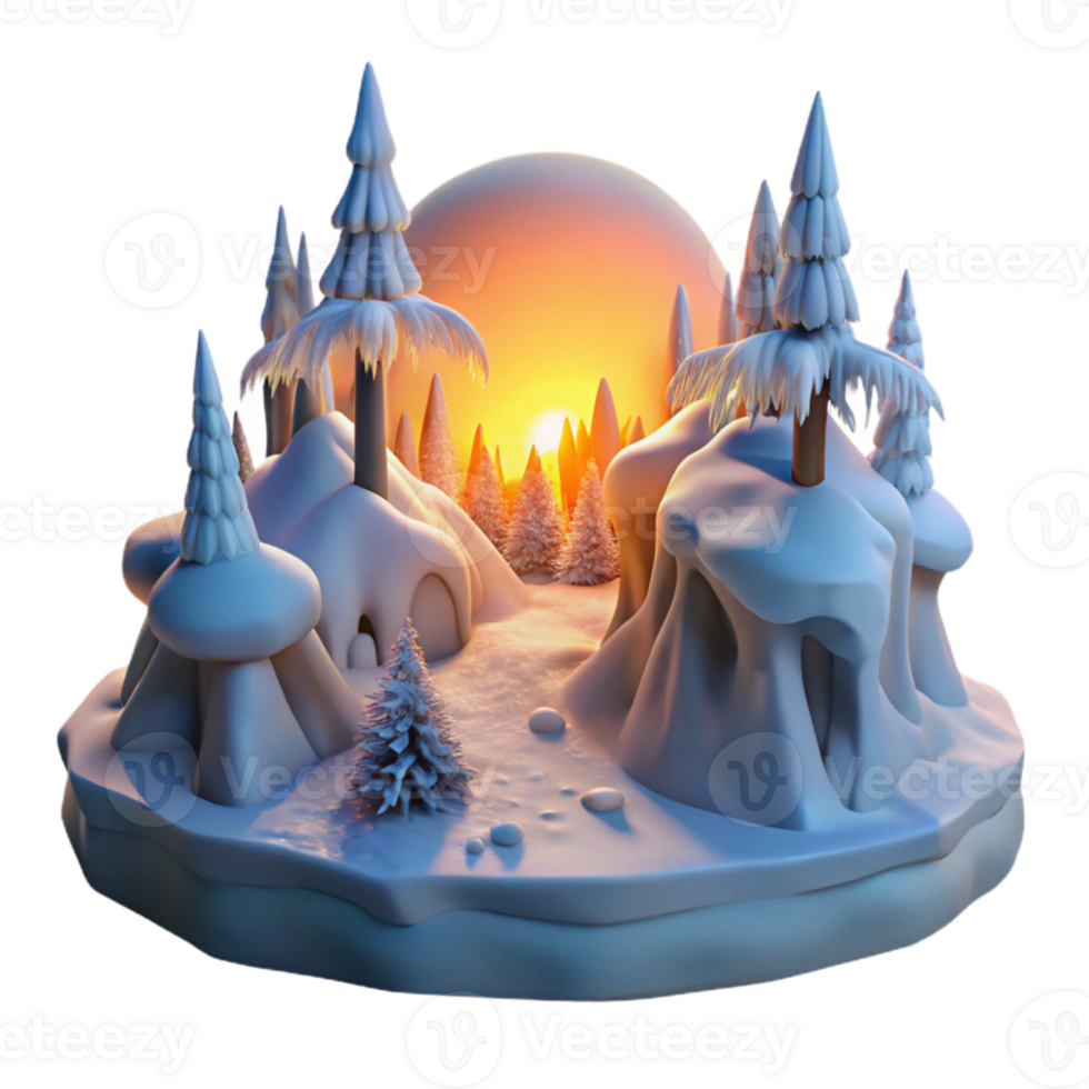 stunning abstract Winter Wonderland 3D Render authentic png