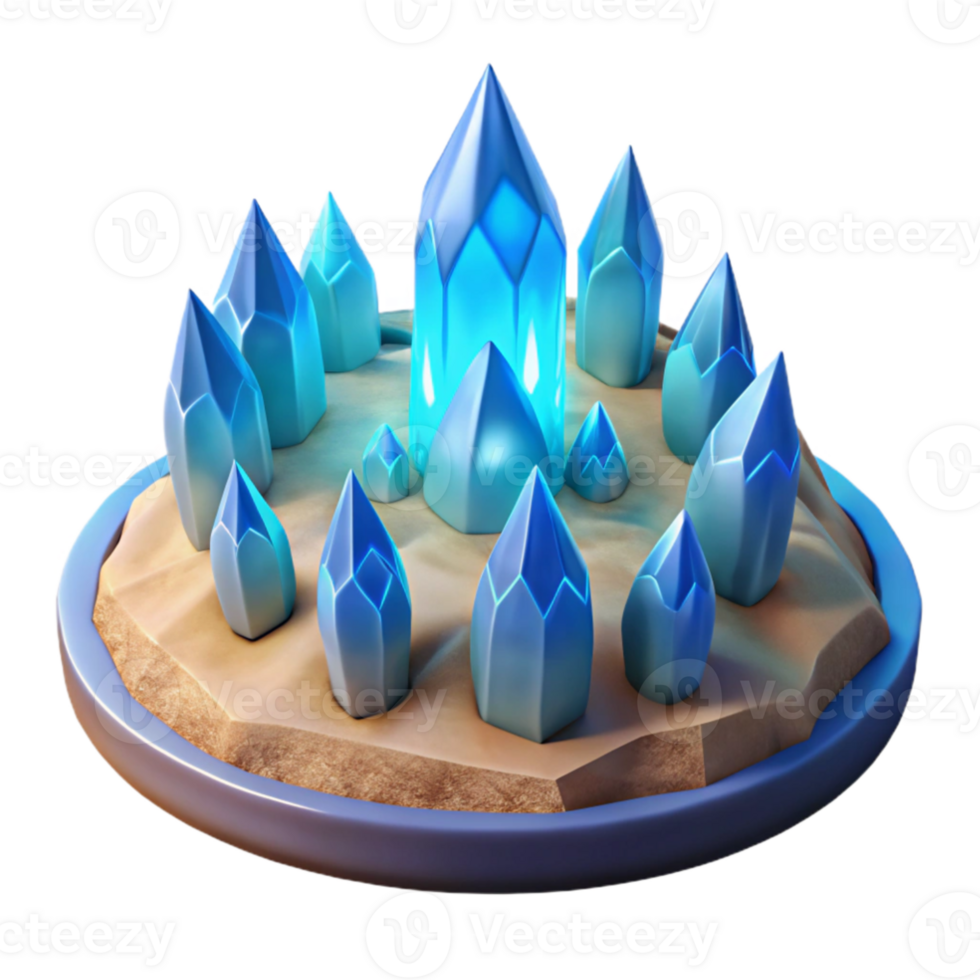 serene abstract Glowing Crystal Cluster 3D Render high resolution png