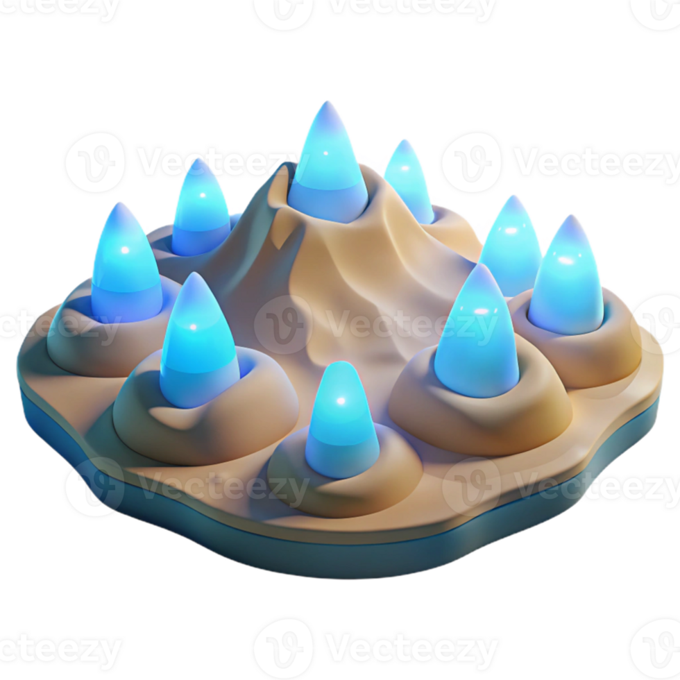 serene modern 3D Render of Glowing Peaks original png