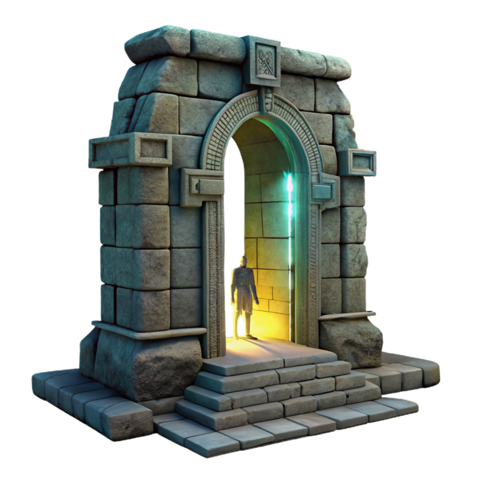 impressive modern Ancient Stone Archway Glowing Portal to Mystery high quality png