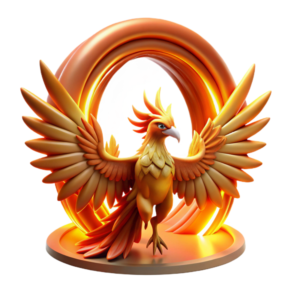 impressive vintage Mythical Phoenix 3D Render of Legendary Bird high quality png