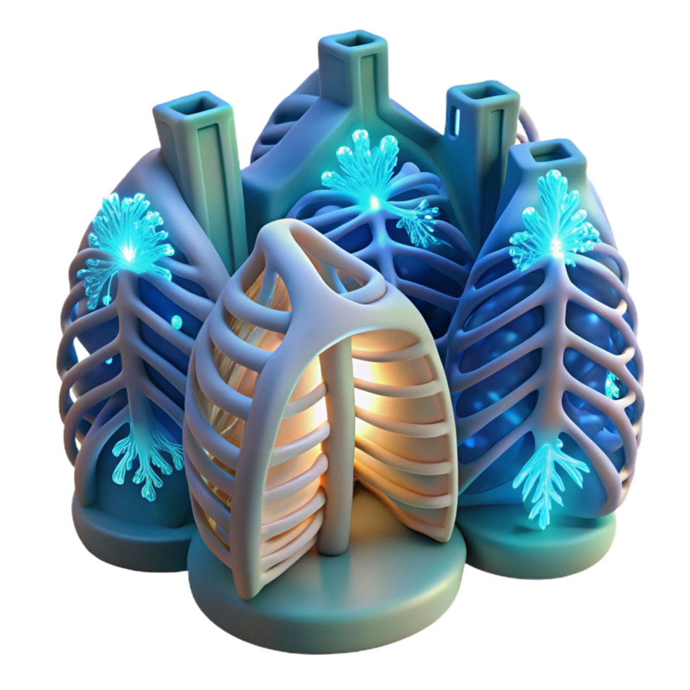 extraordinary abstract 3D-Printed Respiratory System Model Anatomy, Physiology, and Function professional png