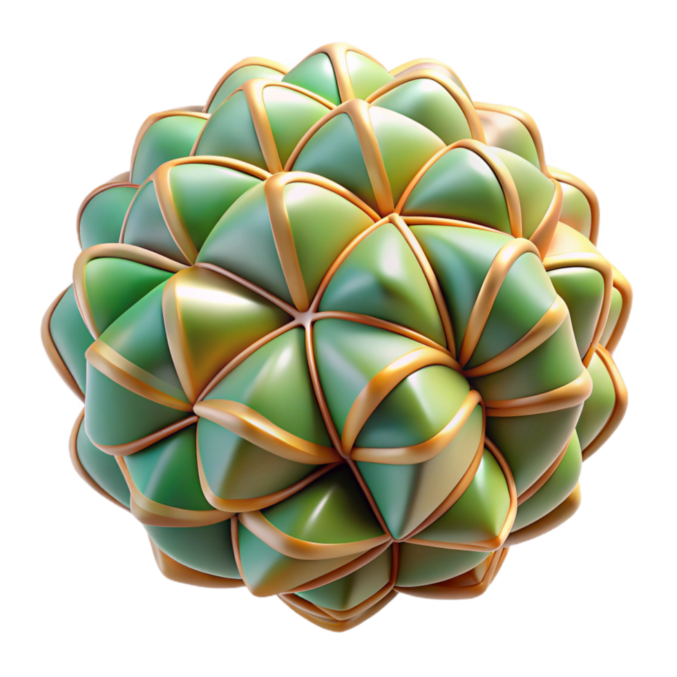 wonderful minimalist Abstract Green Gold Geometric Sphere 3D Render premium png
