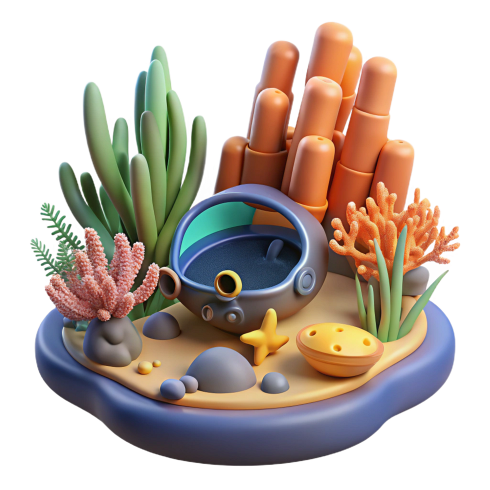 magnificent abstract Undersea Exploration 3D Render of Ocean Habitat exclusive png
