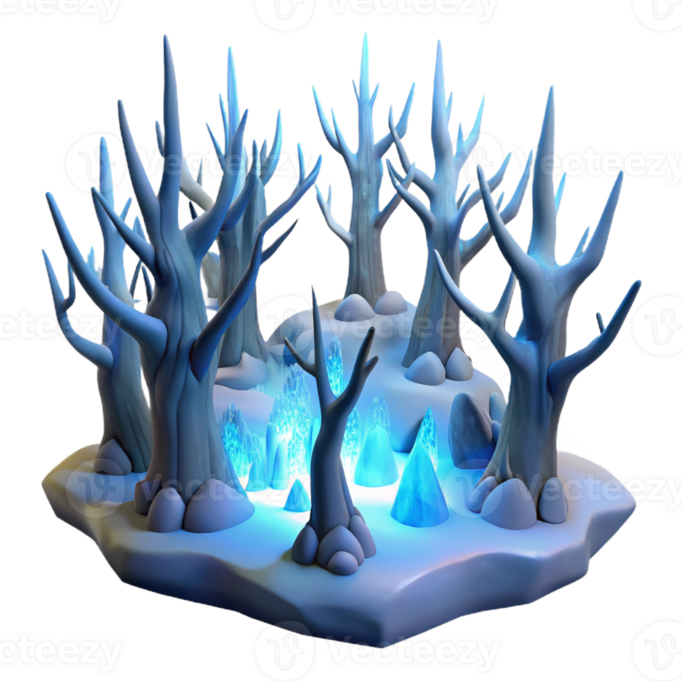 elegant modern Enchanted Winter Forest 3D Illustration exclusive png