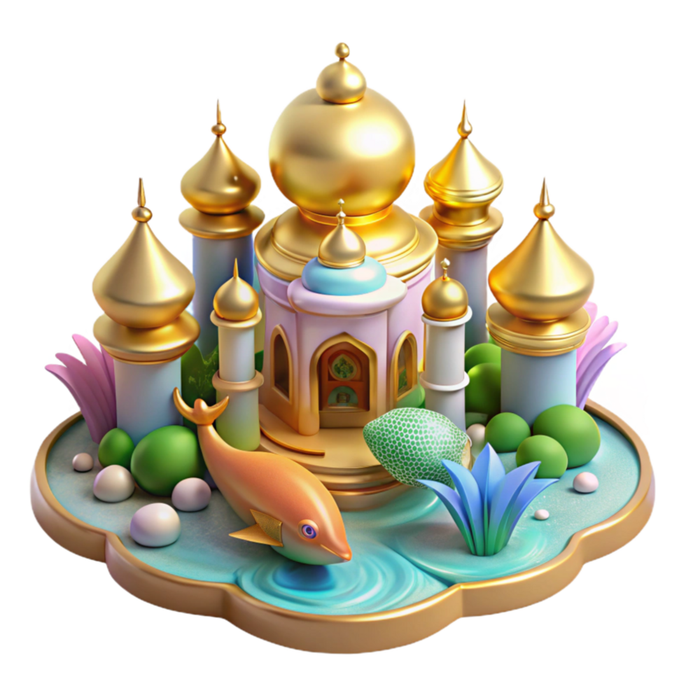 beautiful traditional Enchanted Palace Fantasy Island 3D Render authentic png