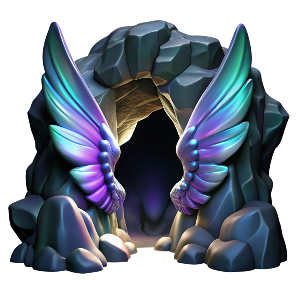 beautiful artistic Enchanted Cave with Iridescent Wings premium png