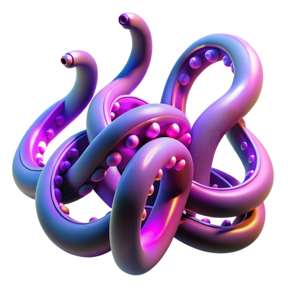 impressive vintage Abstract Purple Octopus Tentacles 3D Render exclusive png