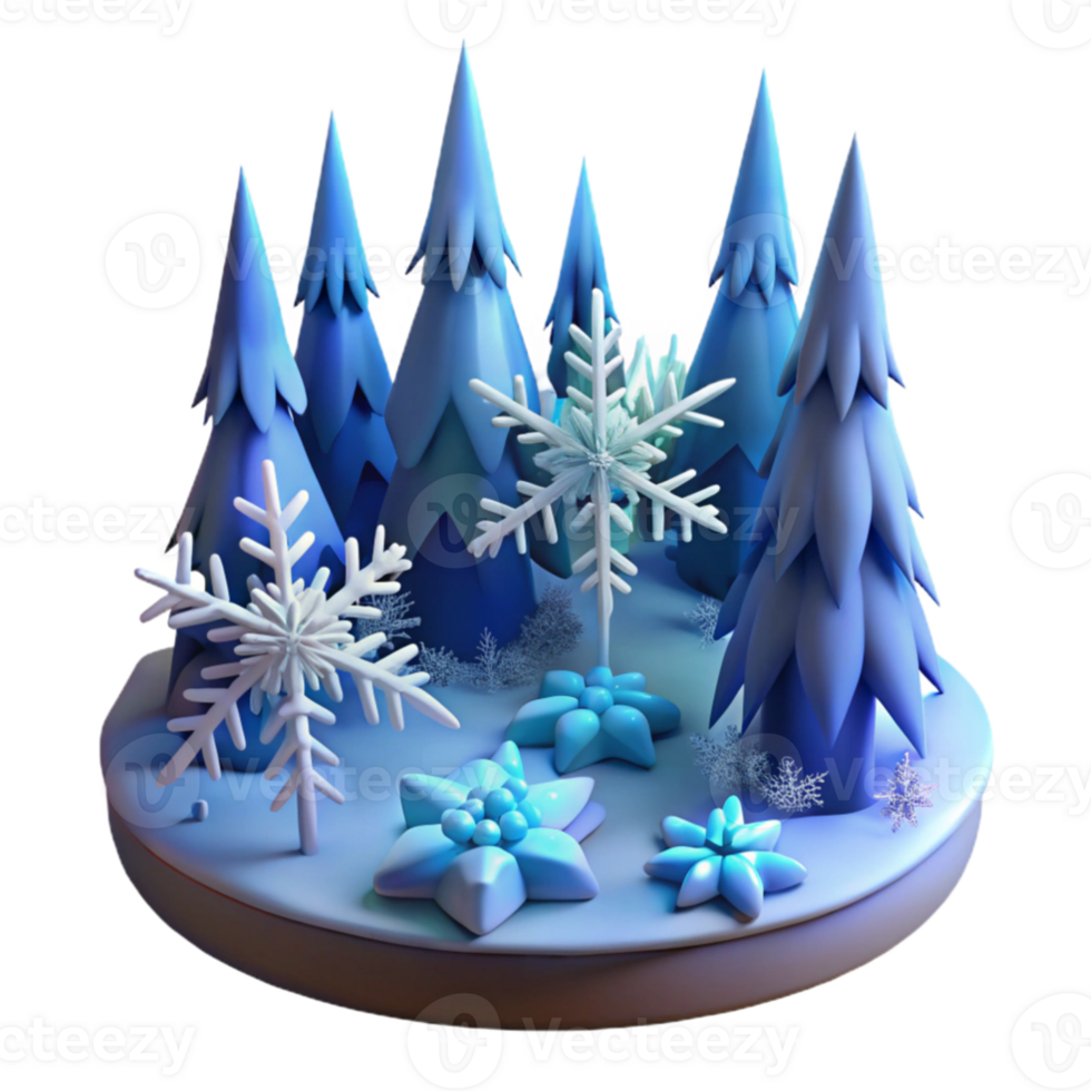 wonderful rustic Winter Wonderland 3D Illustration high quality png