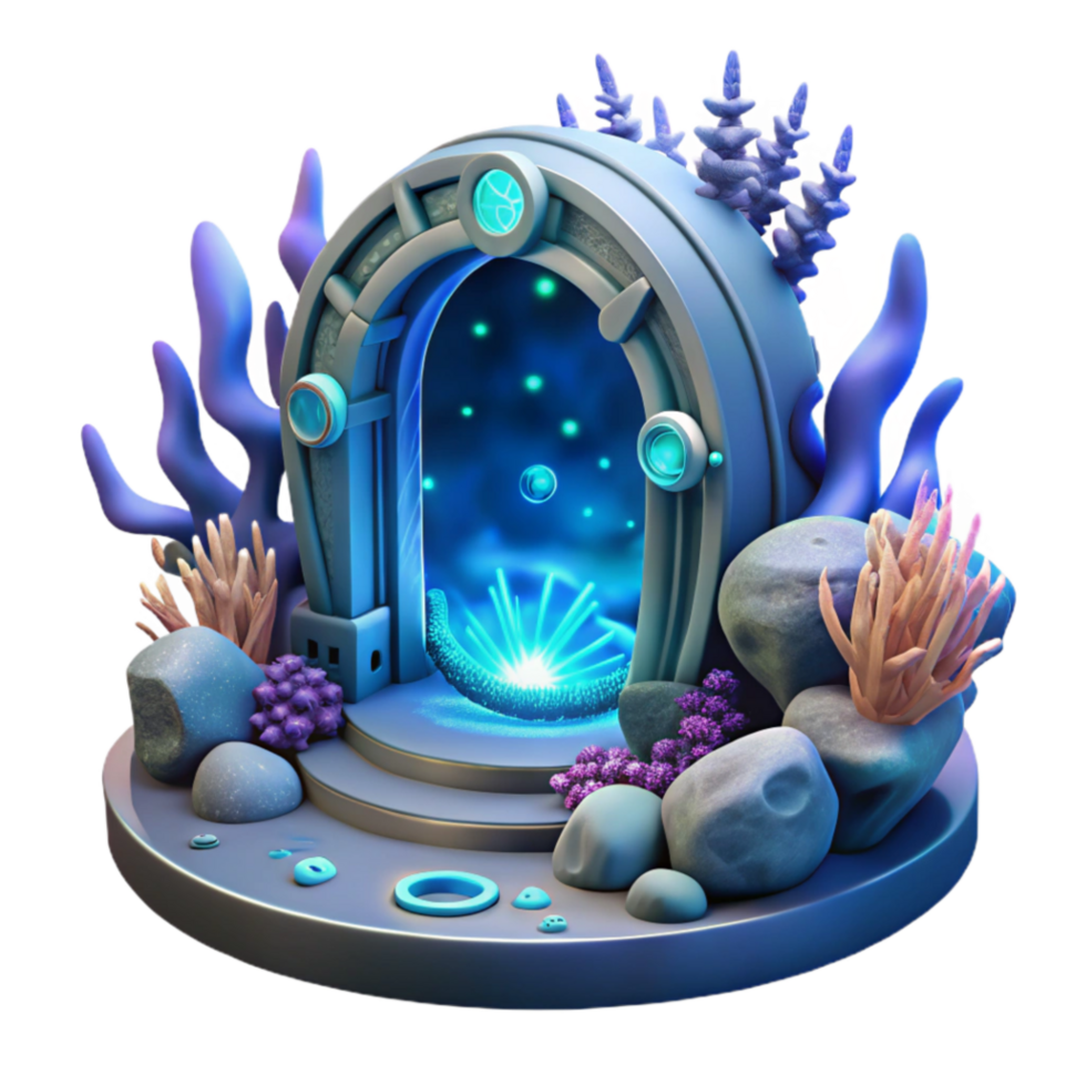 beautiful vintage Ocean Portal Underwater Fantasy Gateway 4K png