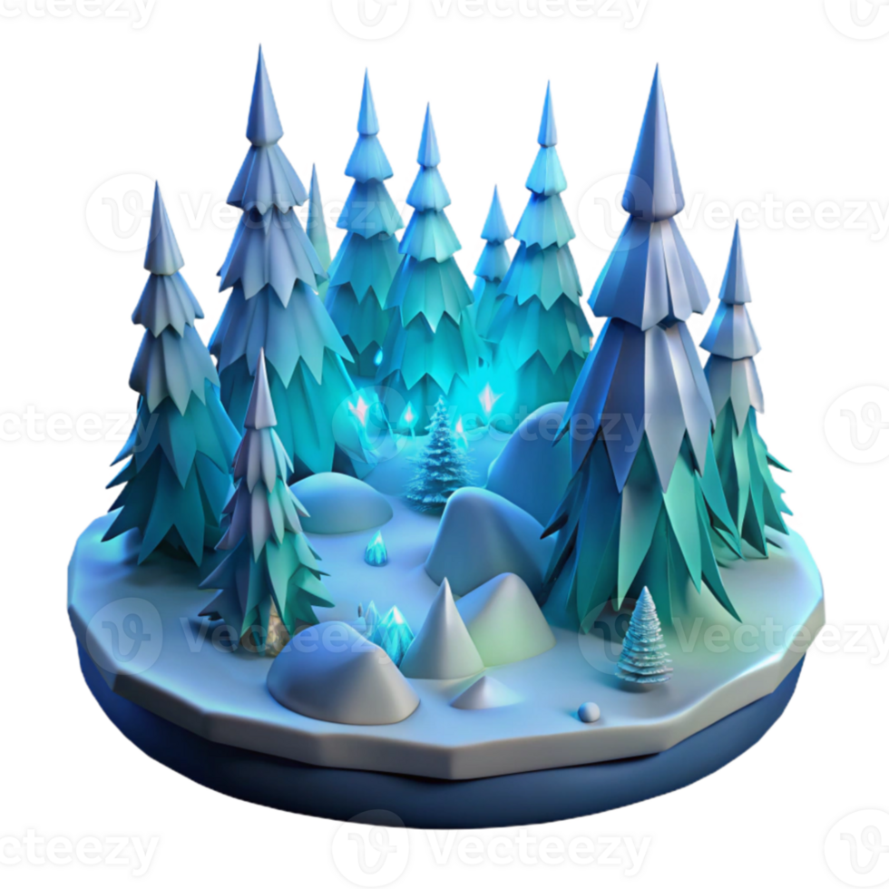 wonderful classic Enchanted Winter Forest 3D Render 4K png