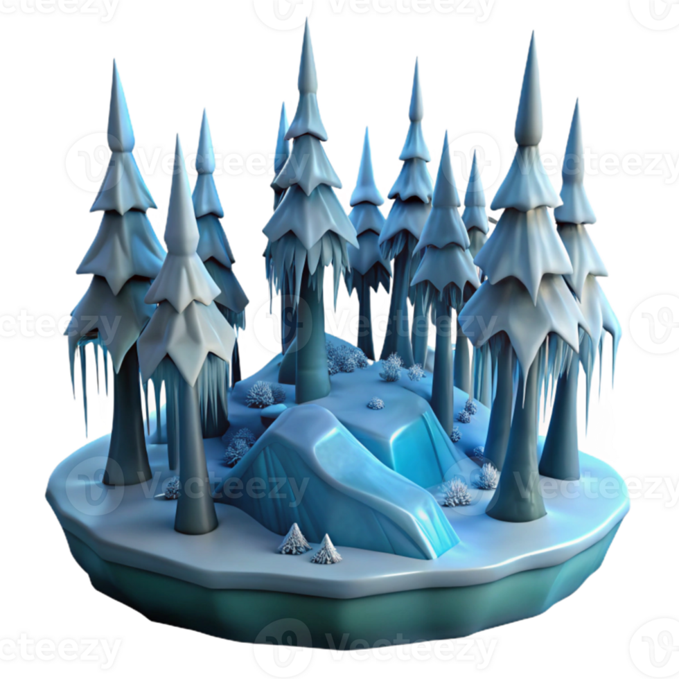 dramatic contemporary Winter Wonderland 3D Illustration genuine png