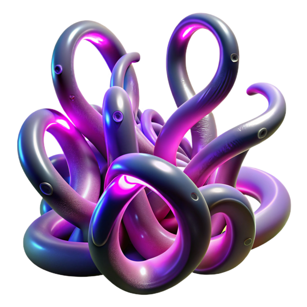 magnificent creative Abstract 3D Render Glowing, Intertwined Tubular Forms original png