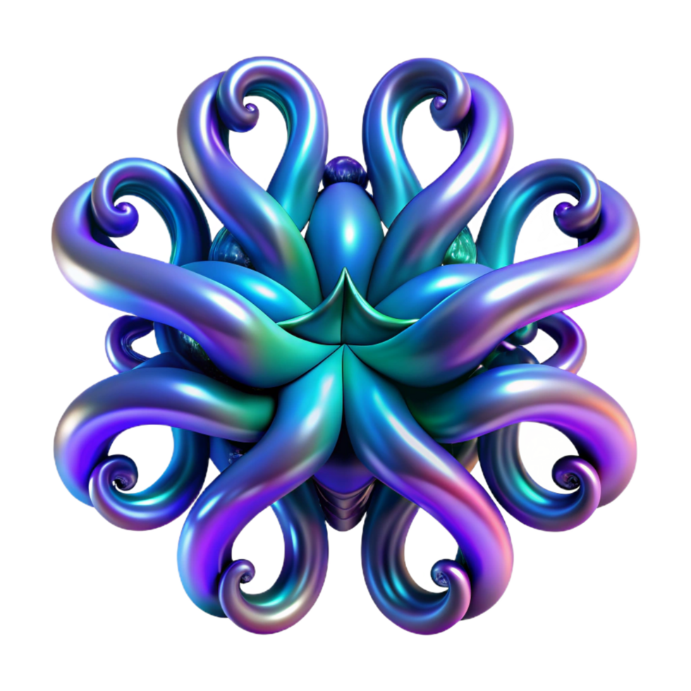 beautiful classic Abstract Octopus Iridescent 3D Render of a Colorful, Swirling Cephalopod professional png